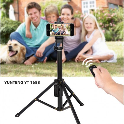 Original Yunteng VCT-1688 Bluetooth Remote Shuttle Portable Tripod Selfie Stick